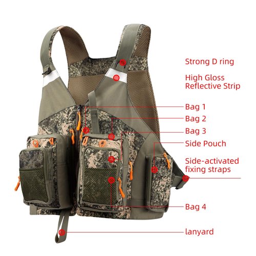 PELLOR Fly Fishing Vest, Fishing Gear Outdoor Backpack Breathable Mesh Fishing Vest Backpack for Camping Hunting