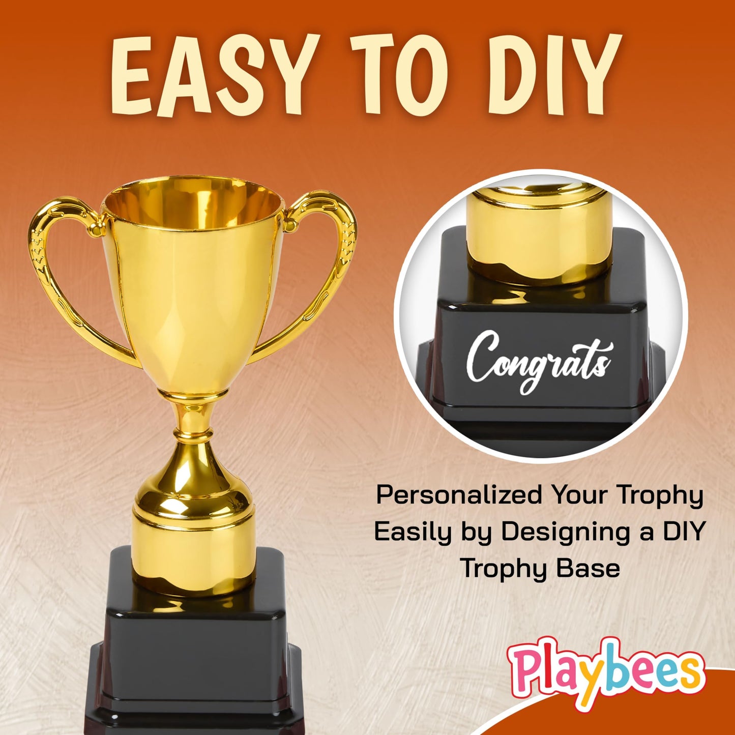 Fun Gold Plastic Trophies - 6 Pack - 7 Inch - Award Trophy Cup Set for Superstar Kids - Champion Celebrations, Sports Galore, and Victory Vibes - Desktop Toy