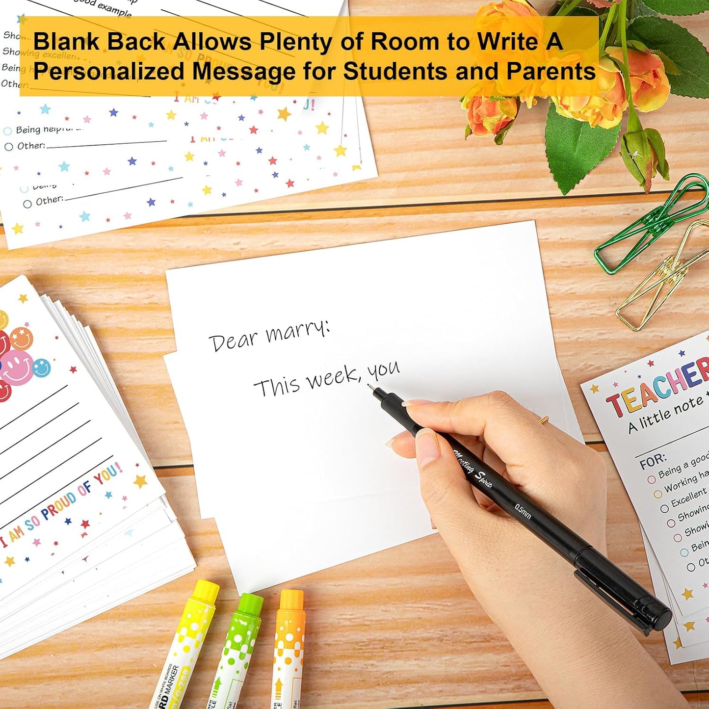 50Pcs Teacher Mail Notes to Parents, Smiley Face Happy Mail Postcards Classroom Good Behavior Incentive Motivational Cards to Send Home for Preschool Kindergarten Elementary School Teacher Supplies