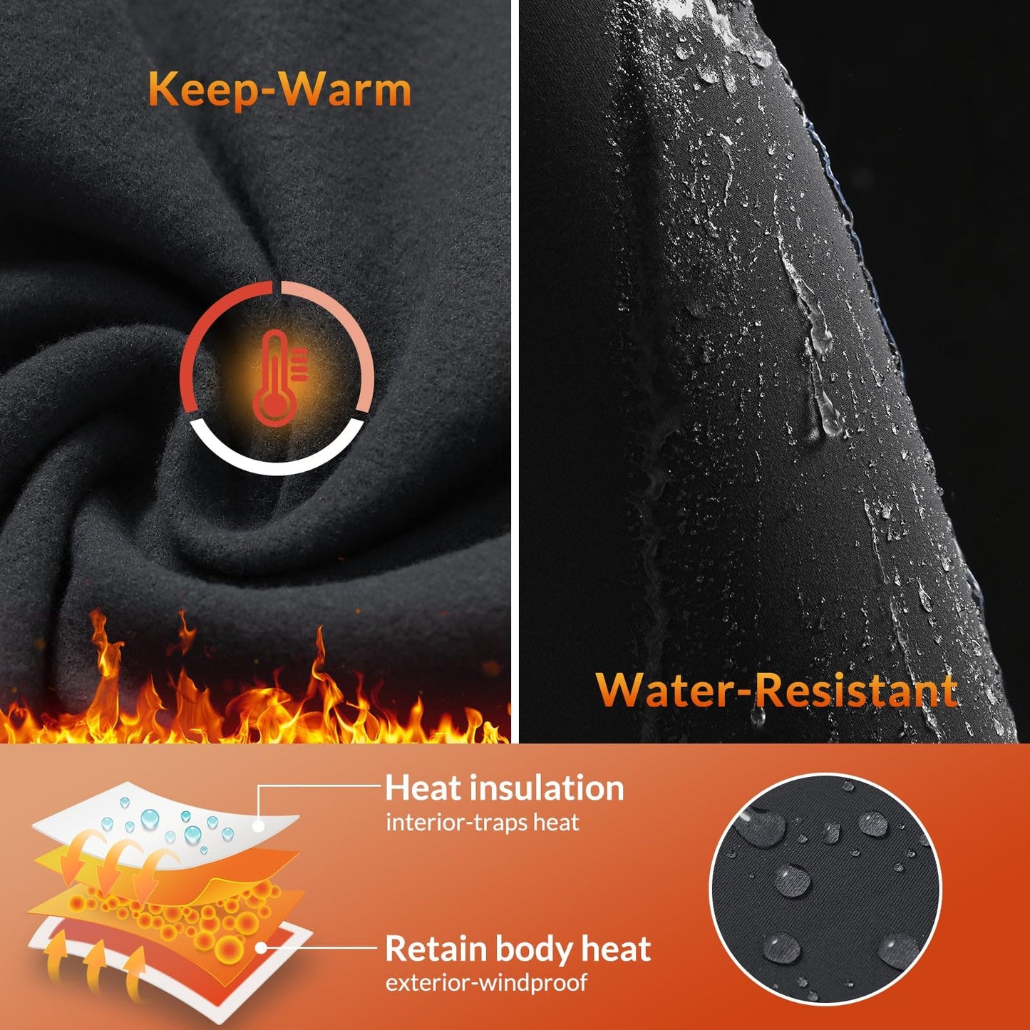 baleaf Women's Fleece Lined Warm Leggings Winter Thermal Waterproof Tights High Waisted Ski Hiking Pants Gear with Pockets Black M