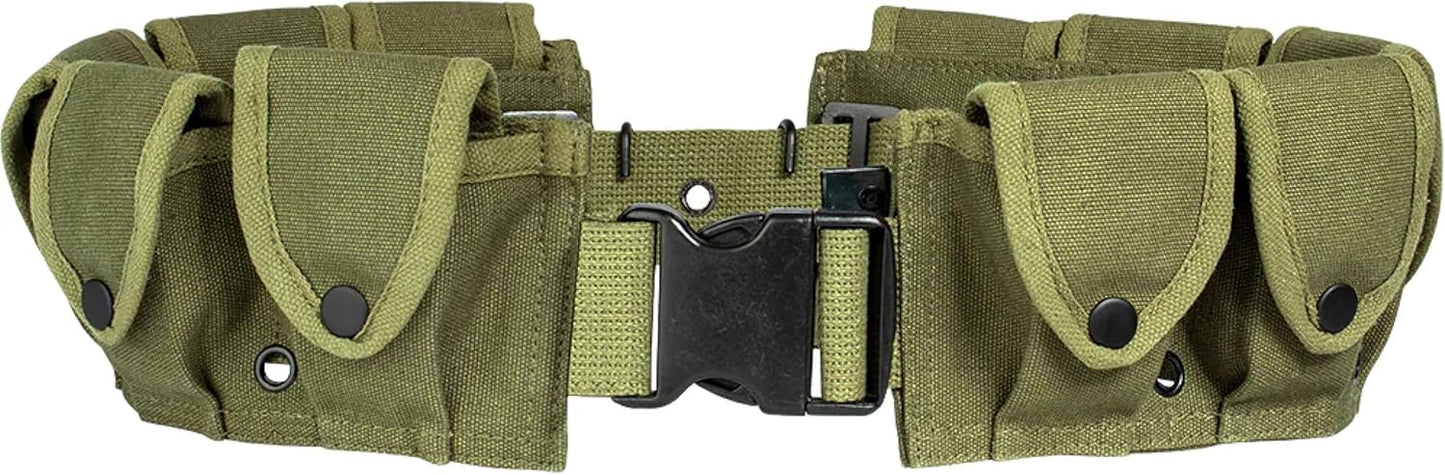 Fox Outdoor Products 10-Pocket Cartridge Belt – Heavy-Duty Canvas Ammo Holder w/Quick-Release Buckle – Adjustable to 58"