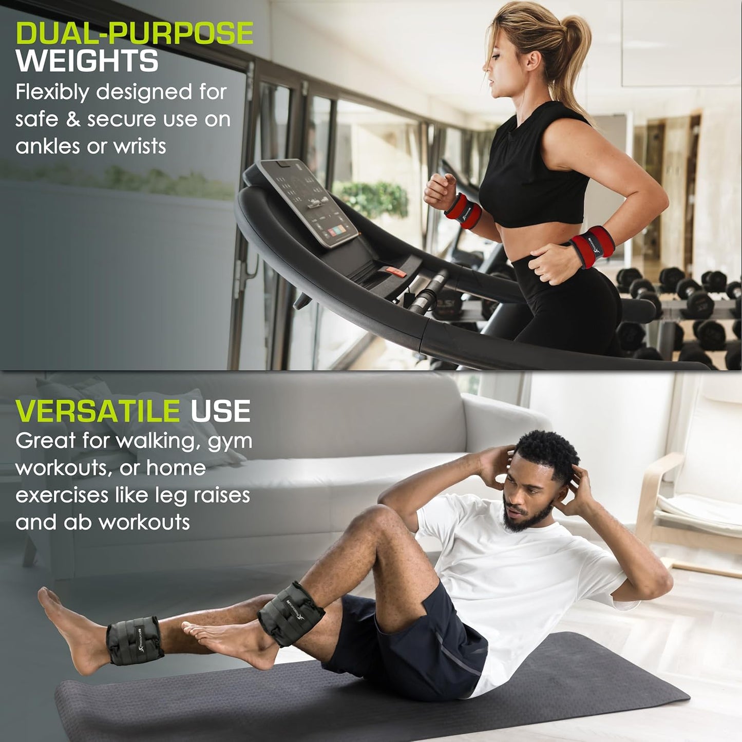 ProsourceFit Ankle/Wrist and Arm/Leg Weights Set of 2, Adjustable Strap 1 lb-5 lb, Adjustable Weight 15 lb, 10 lb, 7 lb for Men and Women