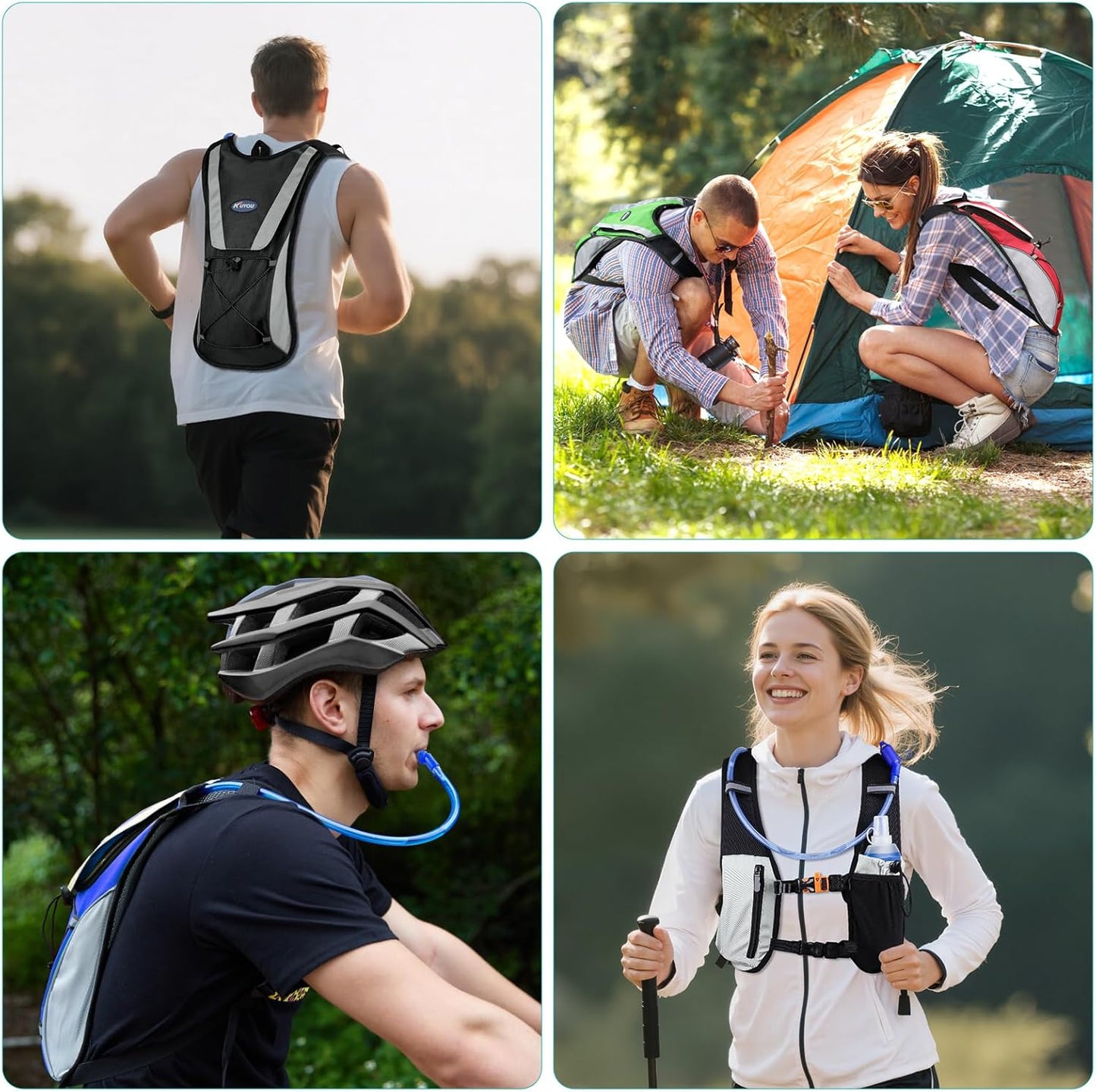 KUYOU Running Hydration Vest - Lightweight Insulated Hydration Backpack with 2L Water Bladder, Adjustable Chest Straps and Reflective Water Backpack for Trail Running Marathon Race Hiking Cycling