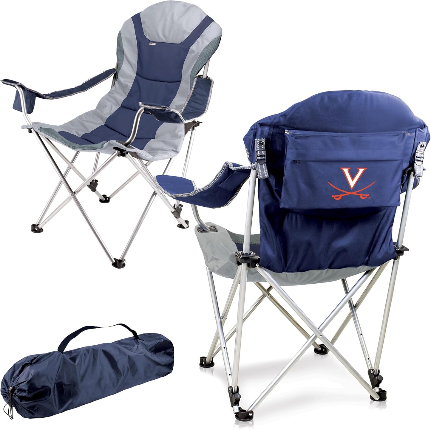 PICNIC TIME NCAA Arkansas Razorbacks Reclining Camp Chair - Beach Chair for Adults - Sports Chair with Carry Bag