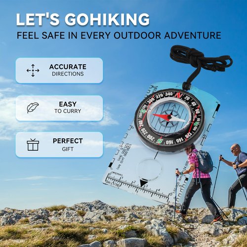 Magnetic Compass for Kids – Orienteering & Wilderness Survival Navigation Gear, Pocket Hiking Compass for Camping, Backpacking, Hunting, Outdoor Adventure