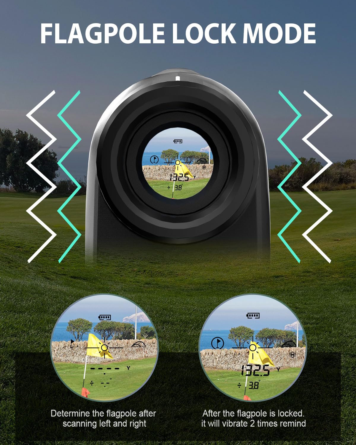 JIEHOME Golf Rangefinder with Slope 1100 Yards Laser Rangefinders Golfing Flag Pole Locking Vibration Rechargeable Hunting Range Finder Professional Golf Distance Finder