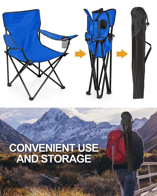 MOXTOYU Portable Camping Chairs Enjoy The Outdoors with a Versatile Folding Chair, Lightweight 2.2kg, Comfortable Beach Chair for Camping, Fishing, Parties, Barbecue,Blue