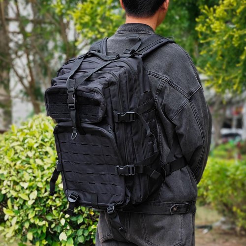 Goture Military Tactical Backpack, 45L Large Army Tactical Back Pack, 900D Waterproof 3 Day Molle Assault Pack Bug Out Bag for Men Outdoor Hiking Hunting Camping Rucksack Daypack Black