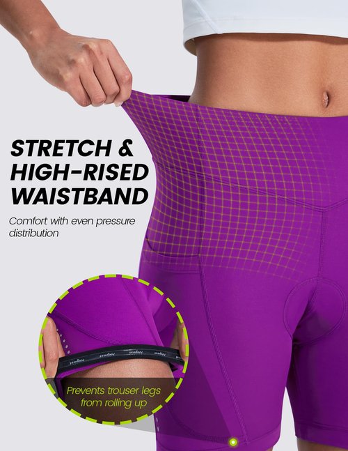 Nepest Padded Bike Underwear for Women Cycling Shorts 4D Gel Padding Bicycle Cycle Biker Biking Shorts with Pockets for Riding MTB Liner Vlolet,X-Large