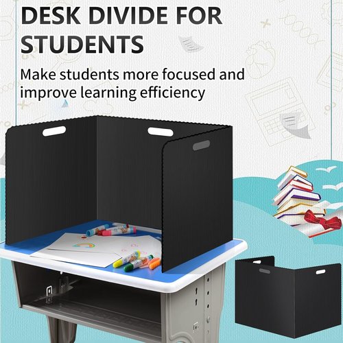 22Pack Desk Dividers for Students 14 × 17.5 × 14 Inch Plastic Durable and Waterproof Black Privacy Folders Shields Test Dividers with Classroom Privacy Boards for School Study Supplies (Black)