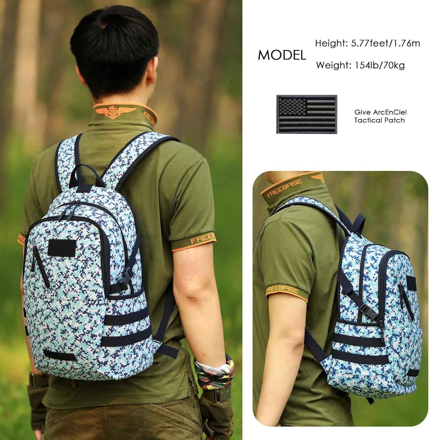 ArcEnCiel 15L Motorcycle Backpack Tactical Bag Rucksacks for Outdoor Camping Trekking Hunting with Patch