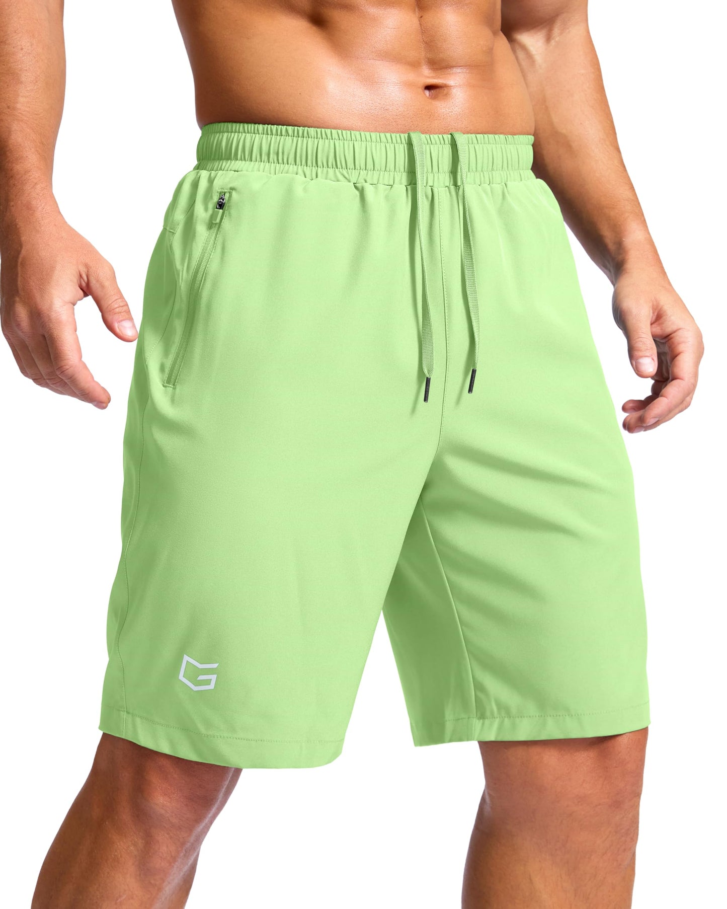 Men's Athletic Running Shorts with Zipper Pockets Quick Dry 7"/ 5"/ 9" Workout Gym Shorts for Basketball Hiking(Mint Moment,5XS)