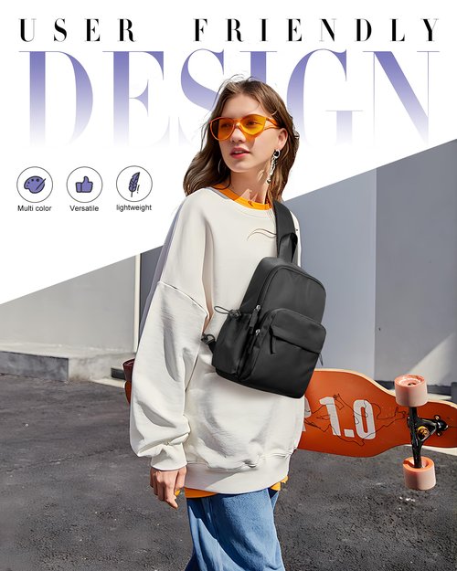 Crossbody Sling Backpacks Sling Bag for Men Women, Small Shoulder Backpack, Anti Theft One Strap Motorcycle Backpack, Mini Tactical Chest Bags Daypack for Casual Travel Hiking Gym Outdoor Sports Black