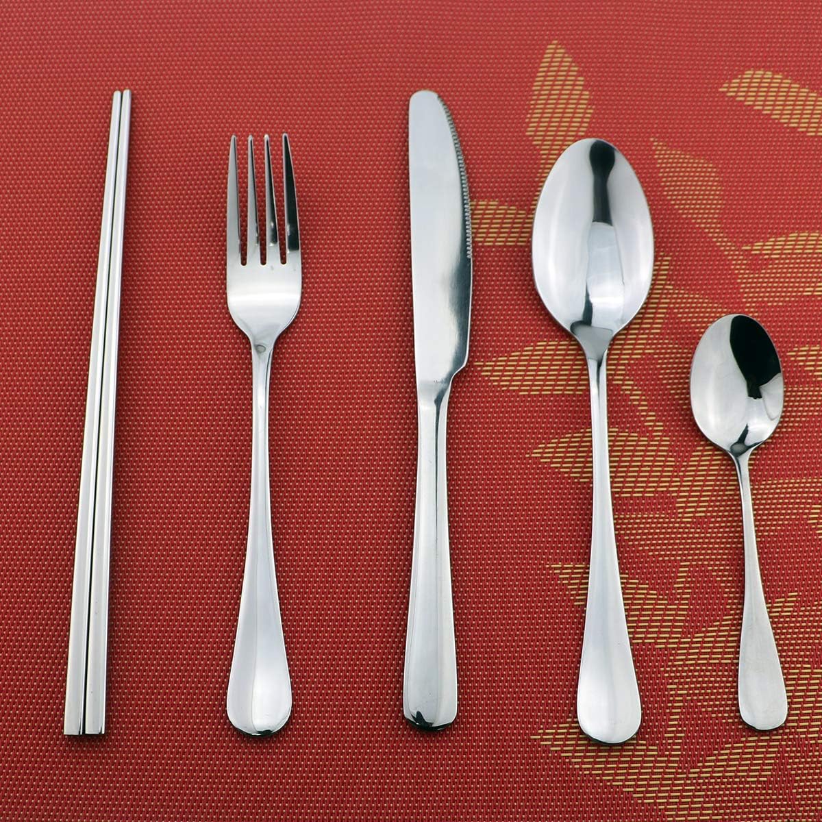 8 Pieces Stainless Steel Mirror Poblished Flatware Set Reusable Cutlery Set Travel Utensils Set with Straws for Camping Office or School Lunch,Dishwasher Safe (Rose Gold)