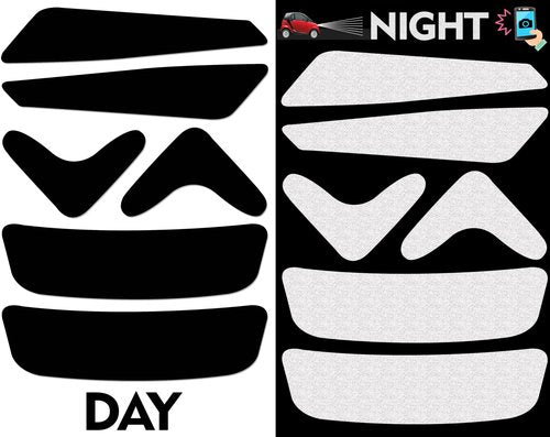 Biomar Labs Reflectors Reflective Stickers Reflective Film Black Stickers Set (6 Pieces) Self-Adhesive Bicycle Reflective Reflector Safety Stickers D 8