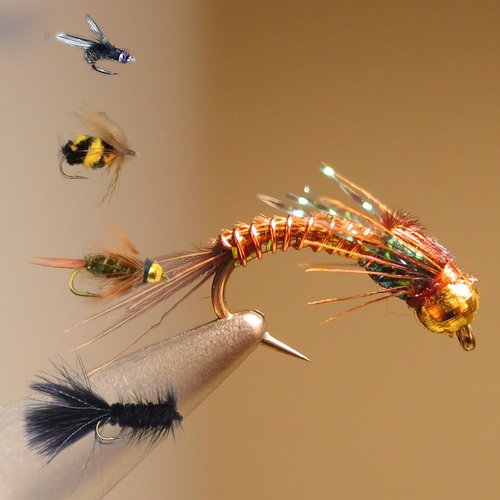 Fly Fishing Flies Assortment Kit with Fly Box, 100PCS Dry/Wet Tenkara Flies, Streamers, Nymph, Popper for Trout Salmon Bass Steelhead Fly Fishing Kit