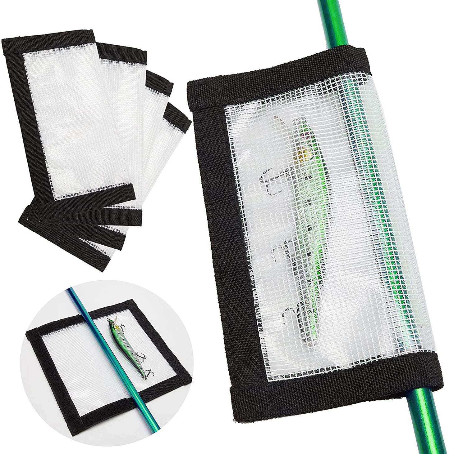 Ikerall 8 Pack Fishing Lure Wraps, Durable Clear PVC Lure Covers for Rod Fabric Hook Protectors