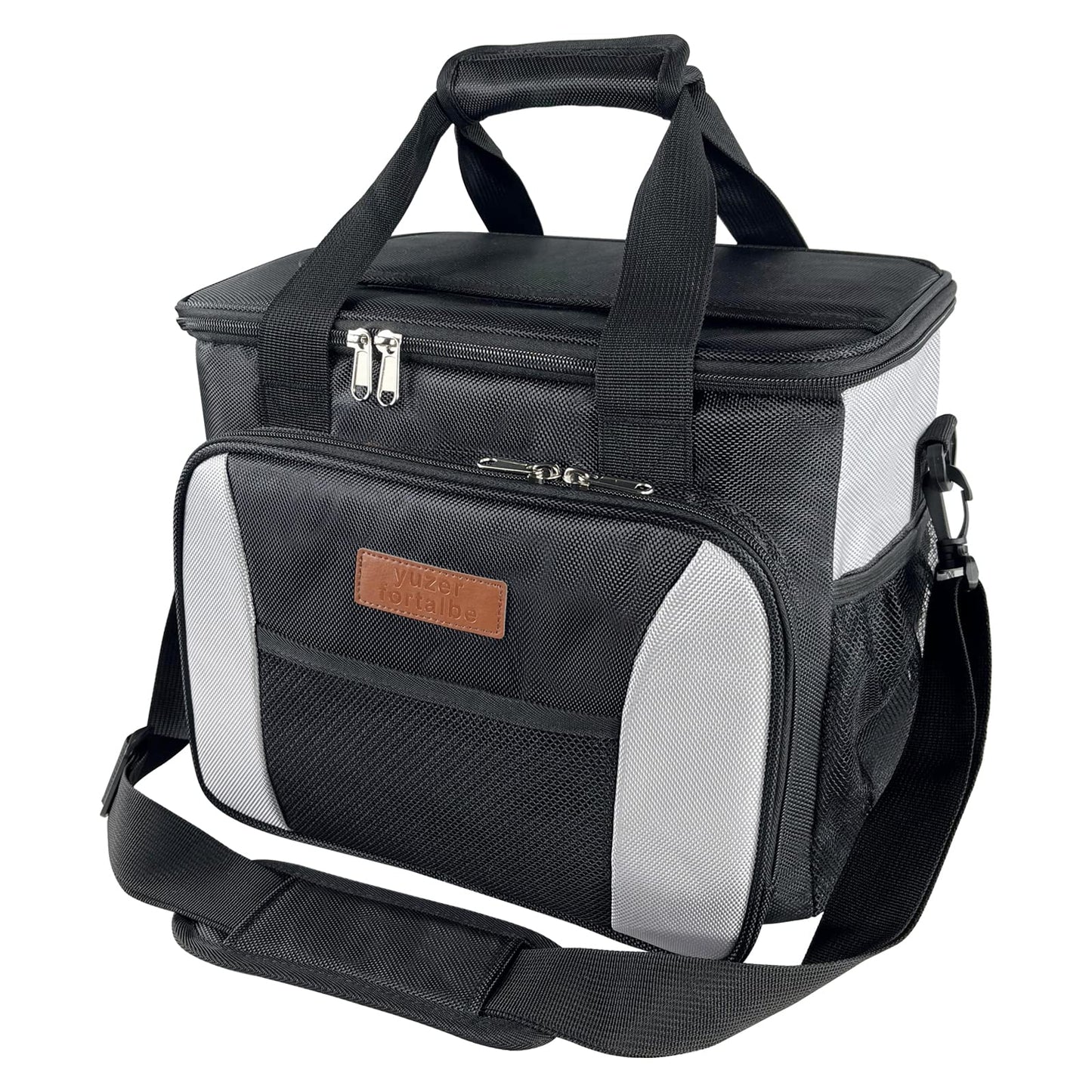 Yuzerfortalbe 25L Cooler Bag, Black, Nylon, Insulated, Collapsible, Lightweight, for Travel, Picnic, Camping, Grocery, Shopping