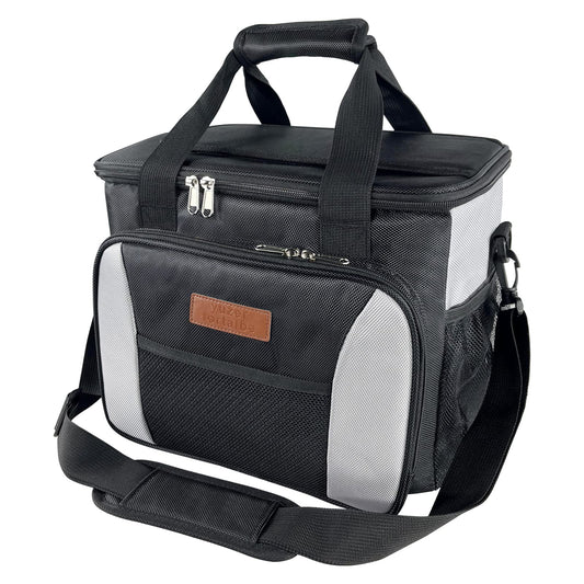 Yuzerfortalbe 25L Cooler Bag, Black, Nylon, Insulated, Collapsible, Lightweight, for Travel, Picnic, Camping, Grocery, Shopping