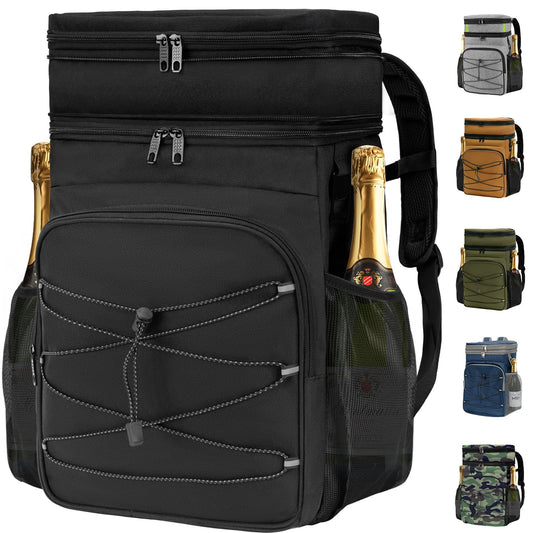 ADDIMOR Expandable Backpack Coolers Insulated Leak Proof - 36 Cans Double Deck Cooler Backpack Waterproof - Soft Lightweight Portable Cooler Bag for Beach Picnic Camping Men and Women (Black)