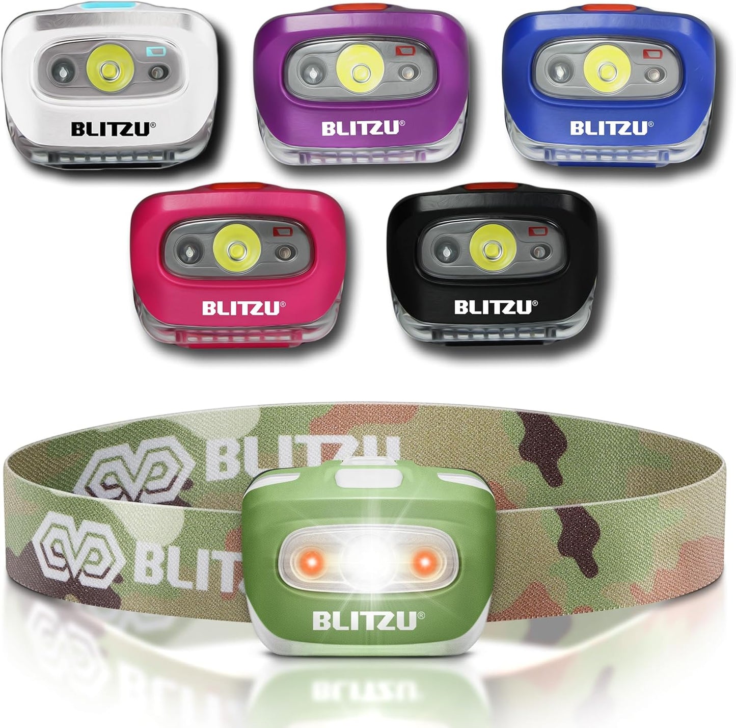 Waterproof LED Headlamp Flashlight for Adults & Kids - Lightweight, Comfortable, White & Red Light for Running, Camping & Hiking - 3 AAA Batteries Included, Purple