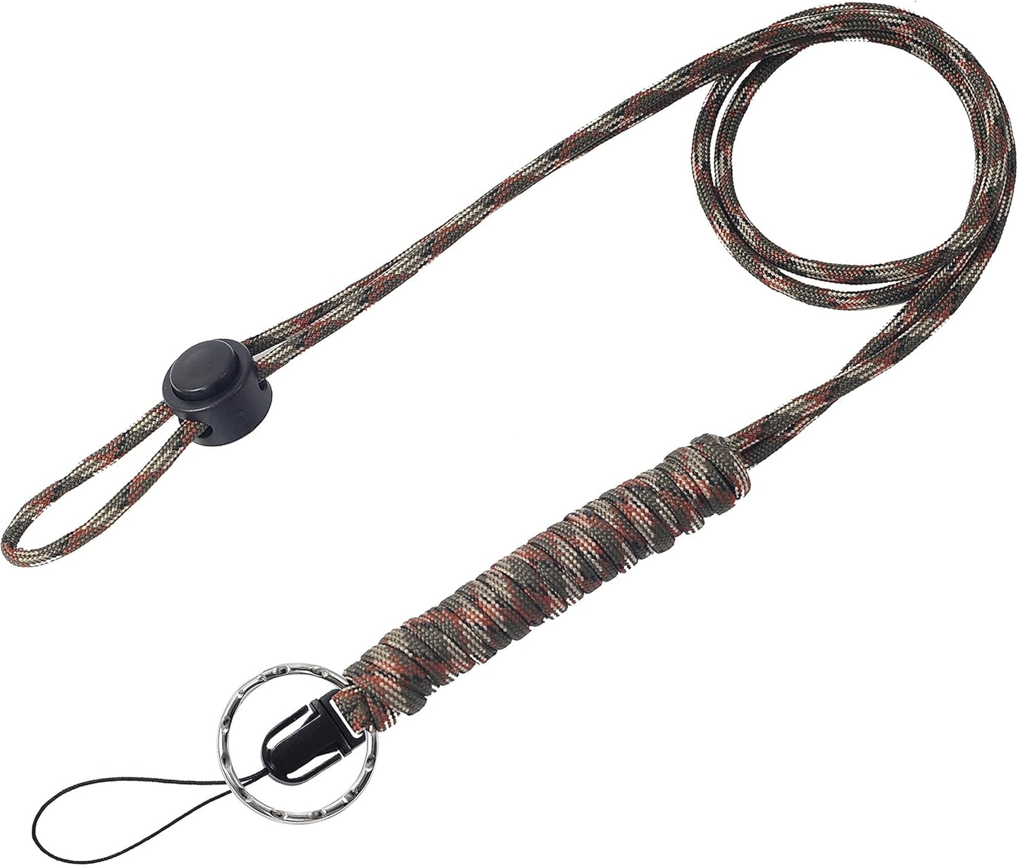 2 PACK 25 Inches Strong Paracord Survival Lanyard with Split Ring & Clip for Keys & ID holders, Phones