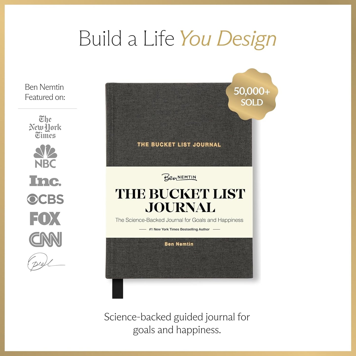 The Bucket List Journal Ben Nemtin Science-Backed Guided Journal for Goals & Happiness, 1 Pack