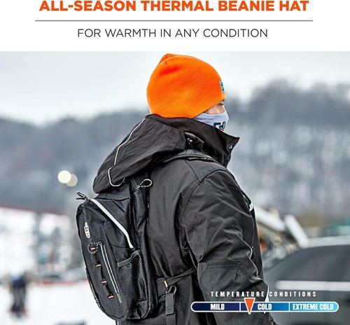 Ergodyne Standard Rib Knit Winter Hat, Black, One Size
