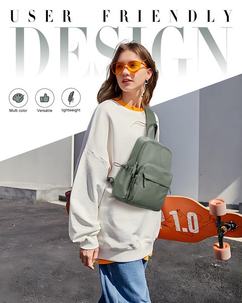 Sling Crossbody Bag for Men Women, Tactical Backpack Shoulder Daypack Mini Anti-Theft Motorcycle Chest Bags, Small One Strap Backpack for Casual Travel Hiking Outdoor Sports Green