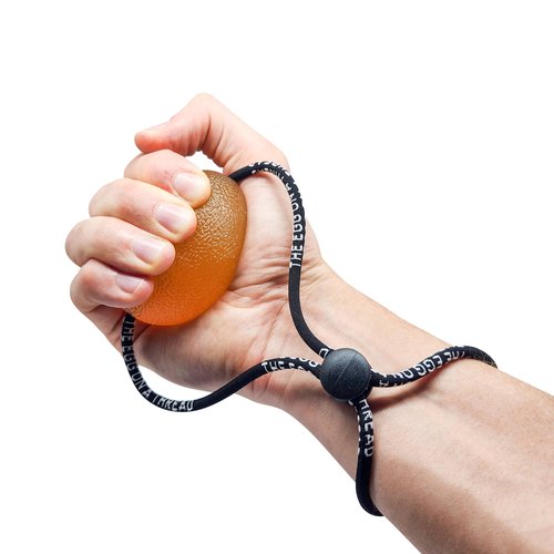 THE EGG ON A THREAD - hand squeezer trainer, grip strengthener, therapy and stress ball. This one-set exerciser is perfect for stress relief, forearm, hand and finger strength, therapy and rehab