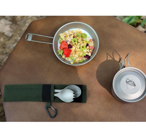 SANTTA Titanium 3-in-1 Camping Spork, Spoon, Fork & Bottle Opener Combo Utensil for Hiking and Travel