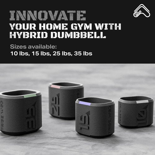 Tribe WOD Dark Elf 10lb Hybrid Dumbbell for Cross Training - Ergonomic Stainless Steel Workout Equipment Weights for Strength, Mobility and Cardio Fitness