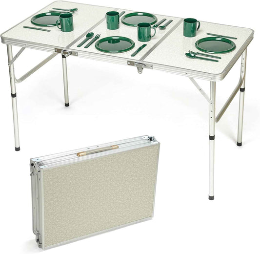 Portable Adjustable Aluminum Folding Table - Lightweight & Versatile for Outdoor Use