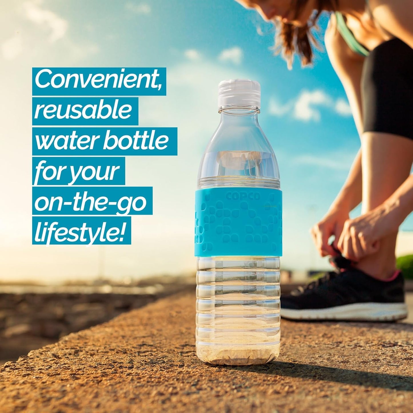 Copco Hydra 16.9 oz Water Bottle with Leak-Proof Lid - Tritan Reusable with Textured Grip Sleeve - BPA-Free, Shatter-Resistant, Dishwasher Safe for Travel, Gym, Work, Outdoors (Pink)