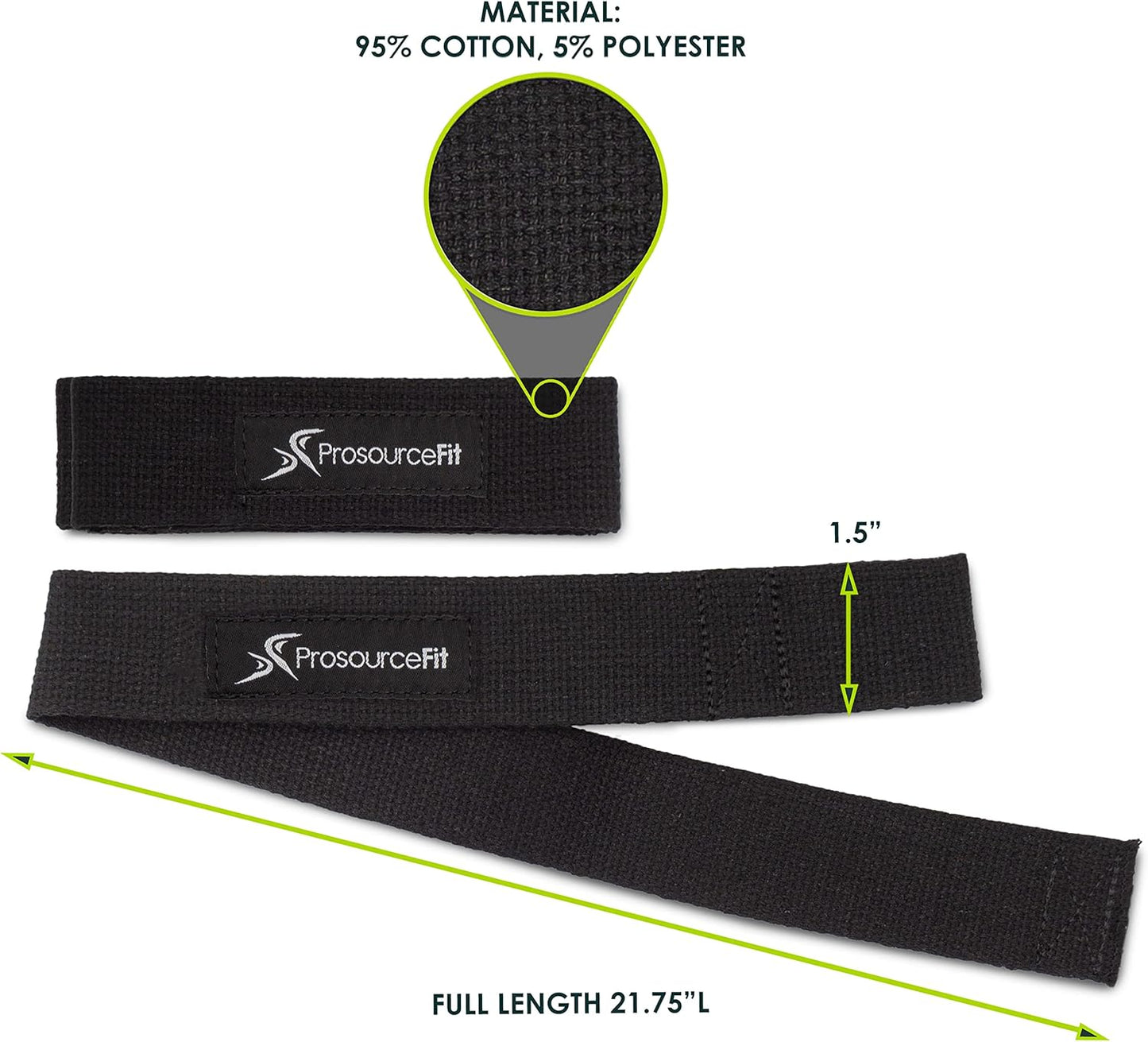 ProsourceFit Pair of Weight Lifting Straps for Men and Women, Adjustable Cotton Straps for Improved Grip, Beige