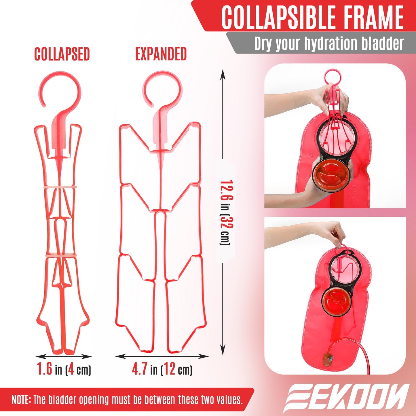 Feekoon Reservoir Hydration Bladder Cleaning Kit, Water Bladders Cleaner Set Includes Brushes, Drying Collapsible Frame and Carrying Bag, Water Reservoir Cleaning Tools for Hydration Backpack(1 Set)