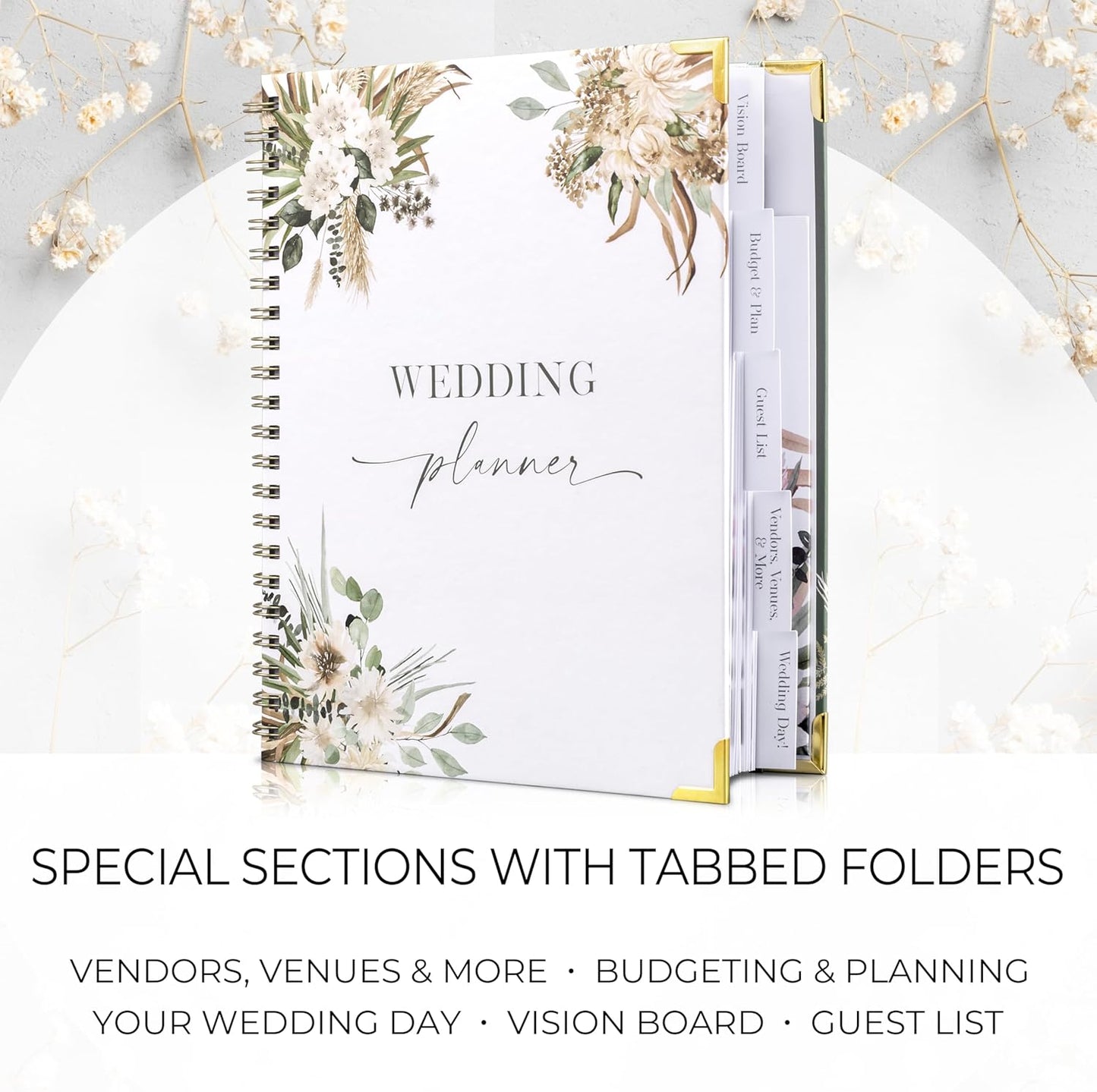Beautiful Boho Wedding Planner Book and Organizer - Enhance Excitement and Makes Your Countdown Planning Easy - Unique Engagement Gift for Newly Engaged Couples, Future Brides and Grooms,9 X 11 inches