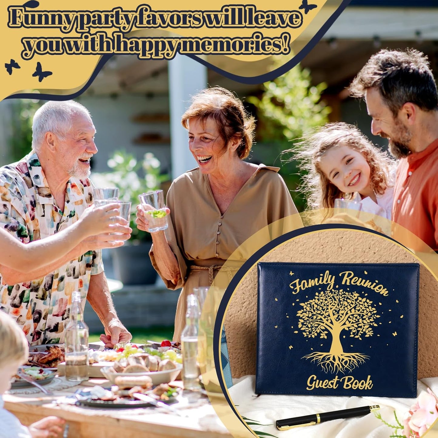 Patelai Family Reunion Party Favors Decorations Family Reunion Guest Book Sign in Good Tree Guest Book Gathering Decorations with Pen, 112 Pages(Trendy)