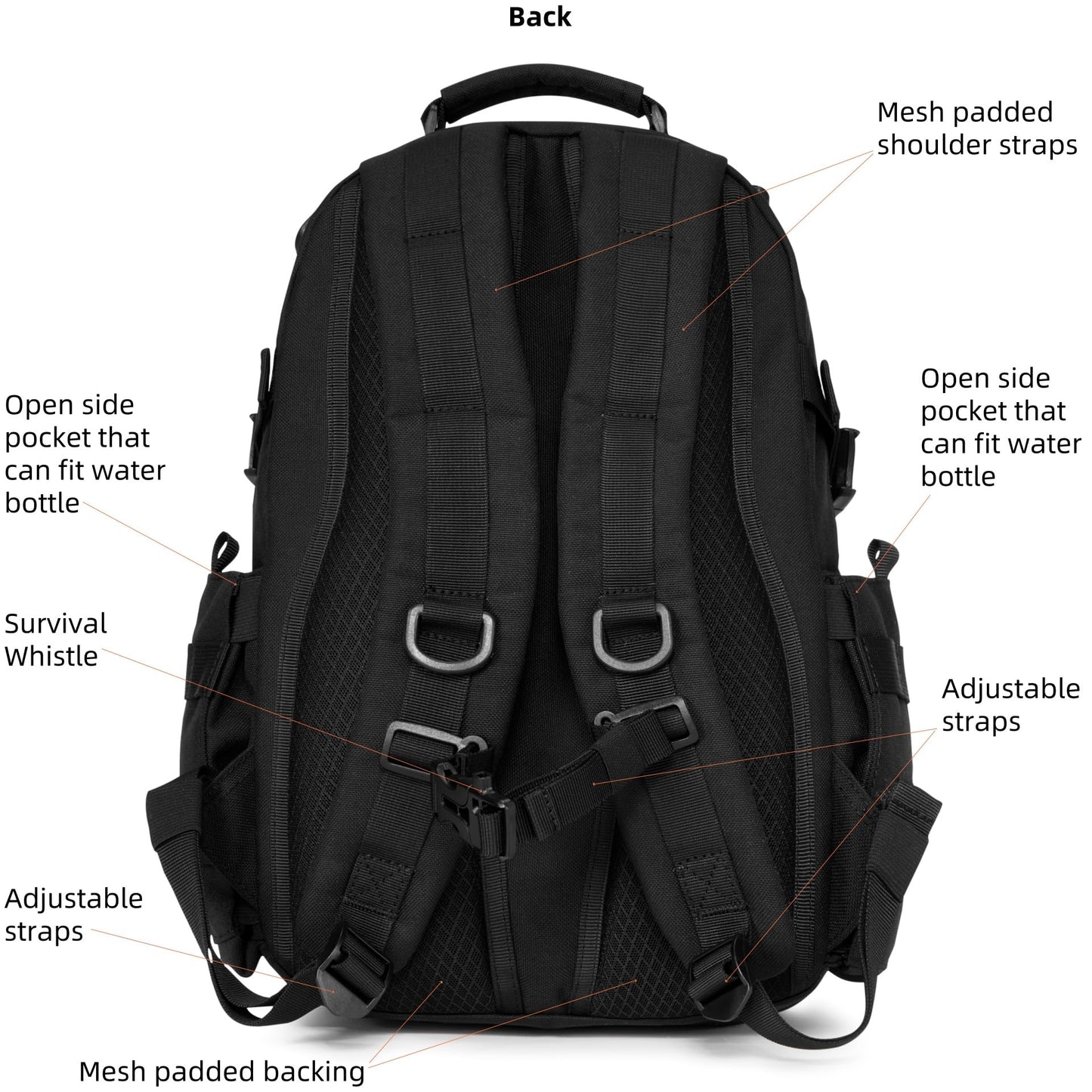 AMHEH 21L Small Tactical Backpack | Fit 12 Inch Laptop, Water Bottle Holder, 1050D fabric, Molle, Daily Work, Travel, Hiking (Black)