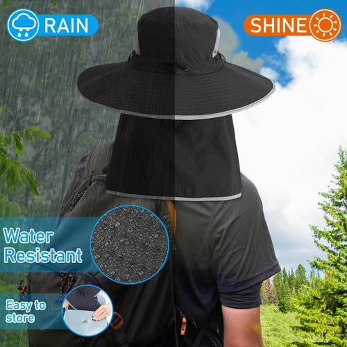 Berlune Solar Sun Hat Oversized Fishing Hat with Fan Bucket Hat Removable UV Protection UPF 50+ Sun Protection Wide Brim(Dark Grey)
