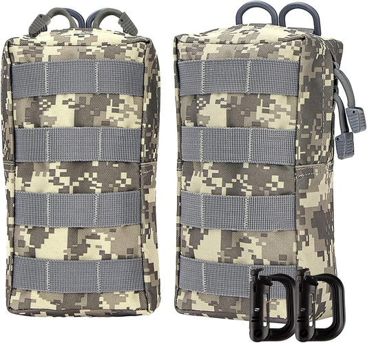 IronSeals 2 Pack Vertical Tactical Molle EDC Pouch Multi-Purpose Compact Pack Water-Resistant Utility Pouch