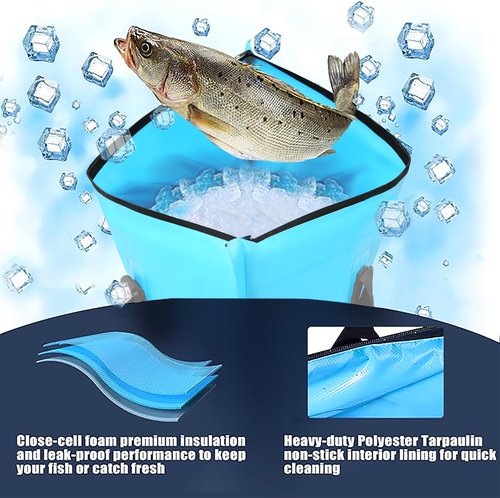 MORXPLOR Insulated Fish Bag Cooler for Fishing 40x17 47x17Inches,Kill Bag with Drain Valve