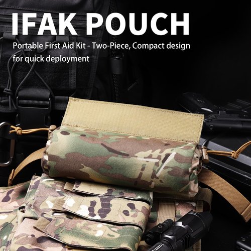 Ifak Medical Trauma Roll Up Drop Bag EMT First Aid Sub Abdominal Carrying Pouch Hook-N-Loop Tactical Dump for Plate Carrier/Chest Rig Vest