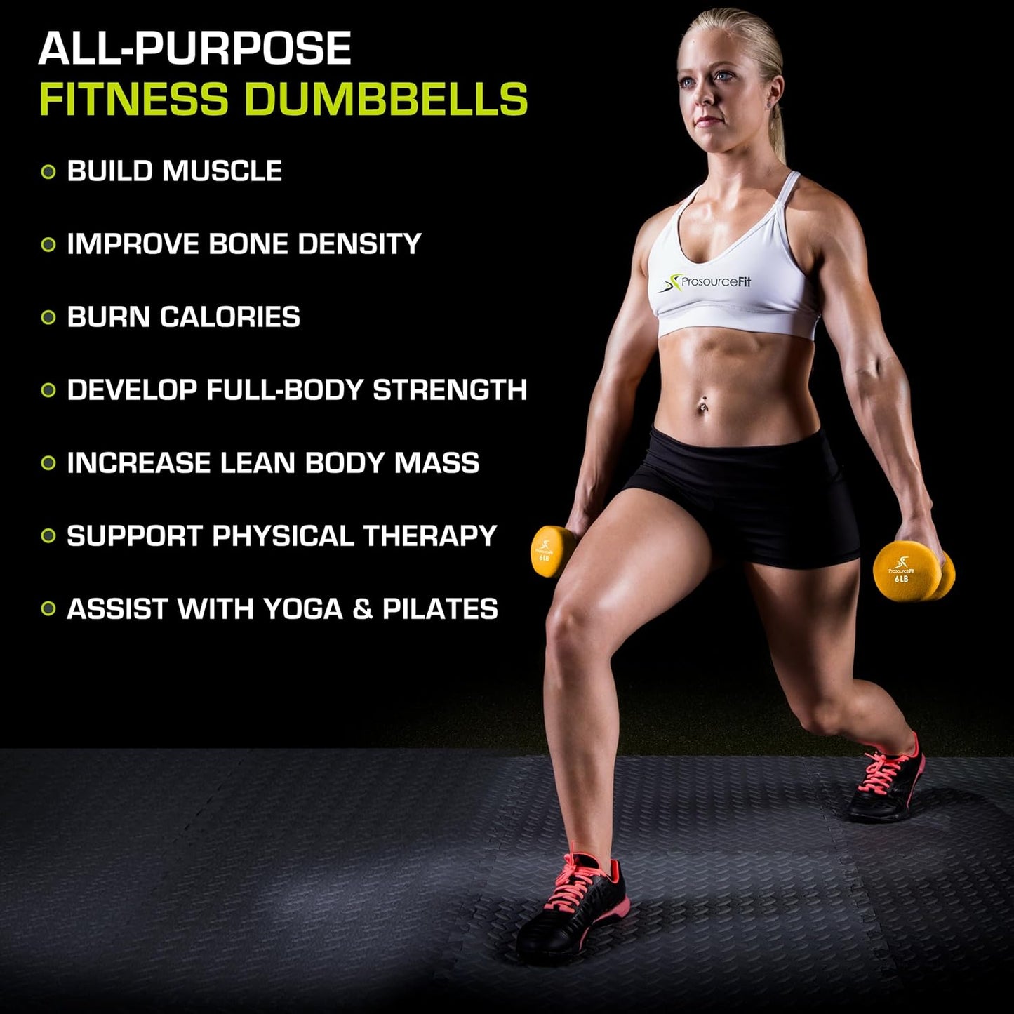 ProsourceFit Neoprene Dumbbell Coated for Non-Slip Grip, 10 lb