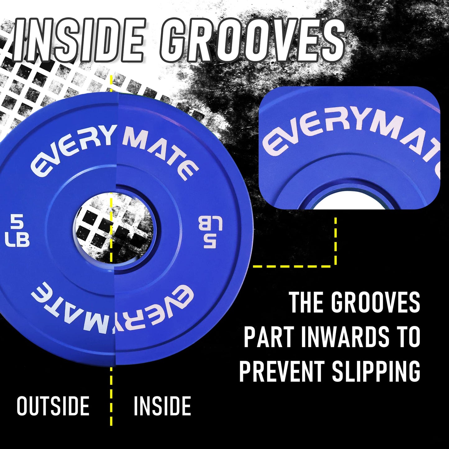 EVERYMATE Change Plates 1.25LB 2.5LB 5LB 10LB Set - Fractional Olympic Bumper Plates for Cross Training - Steel Insert Strength Training Weight Plates