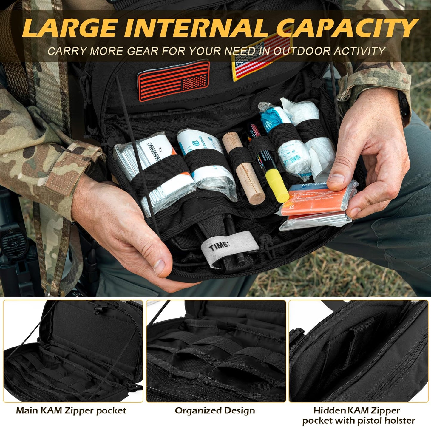 FEIWOOD GEAR Chest Pack Bag for Men, Tactical Concealed Carry Chest Pack with MOLLE，EDC Pouch Bag for Workouts, Running, Cycling, Hiking