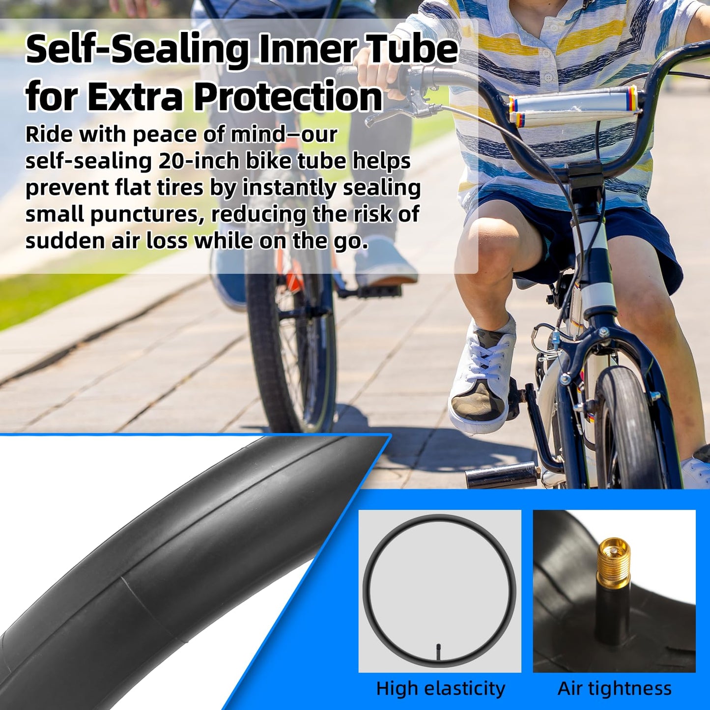 CALPALMY 4-Pack 20" Bike Tire Replacement Inner Tubes, 20x1.75/2.125 Tubes with AV Schrader Valve, Fit for 20x1.75 20x1.90 20x1.95 20x2.0 20x2.10 20x2.125 Bicycle Tire Tubes (with 2 Tire Levers)