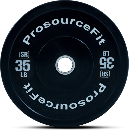 ProsourceFit Solid Rubber Bumper Plates (Sold Individually) with Steel Insert, 25lb, Power Lifting, Strength Training