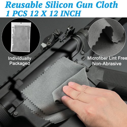 Universal Gun Cleaning Kit - 2 X 2 Inches Patches - 200 PCS 6 Inches Point Swabs - Reusable Foam Swabs / 3 Pcs Gun Cleaning Brush, and A Silicon Gun Cloth Suitable for Most Gun Firearm