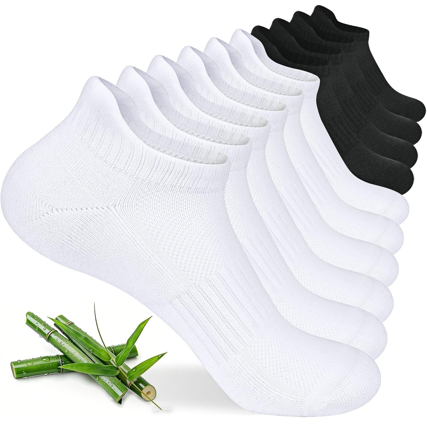 floconssy Ankle Socks for Women, Bamboo Viscose Cushioned Running Socks Low Cut Athletic Short Footies with Heel Tab 5 Pairs